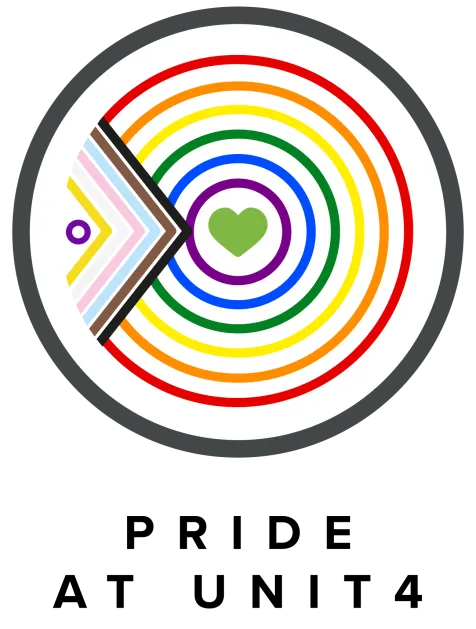 Colourful rainbow circle logo to represent pride at Unit4