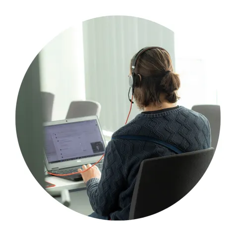 Employee working on laptop