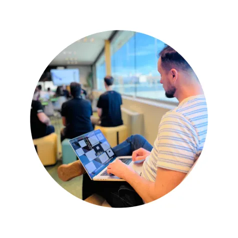 Employee working on laptop