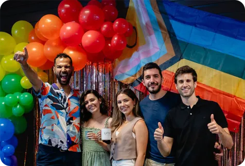 A group of Unit4 people celebrating Pride