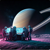 Team of astronauts working together. 