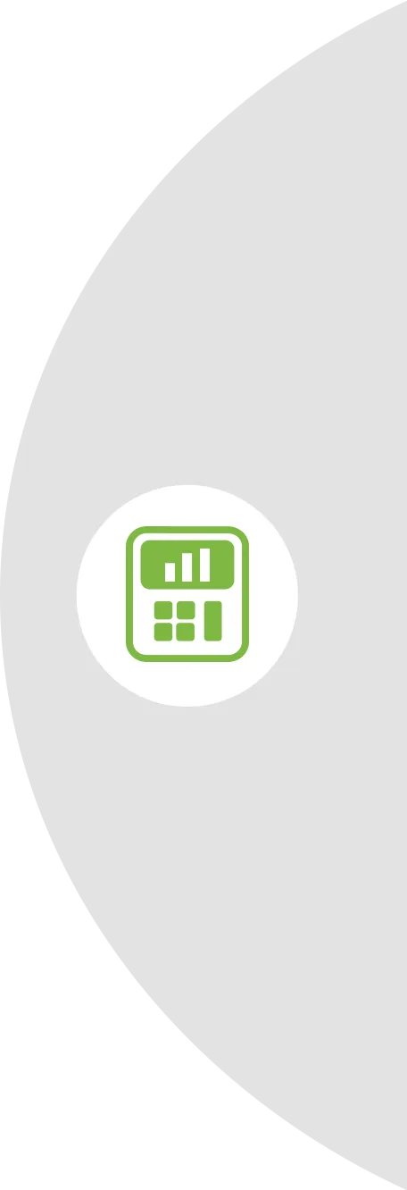 Icons showing calculator with graph