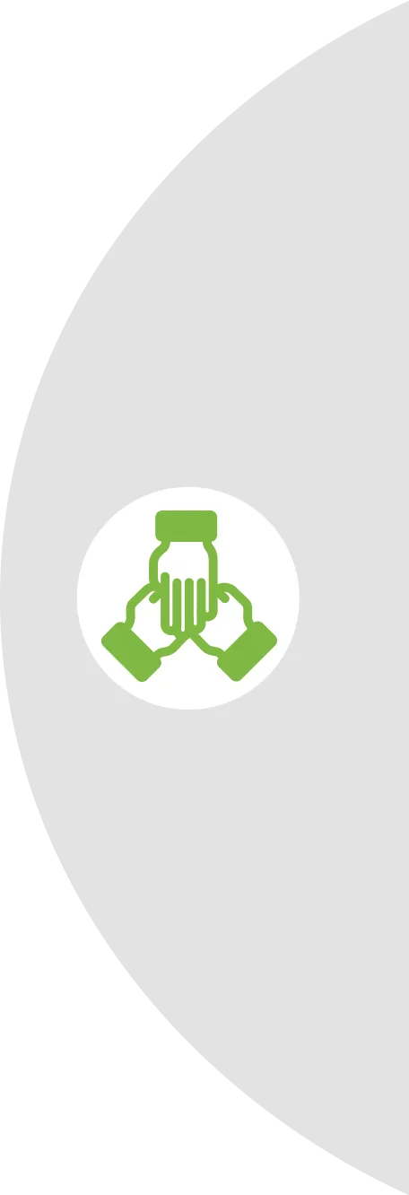 Icons showing team work hands