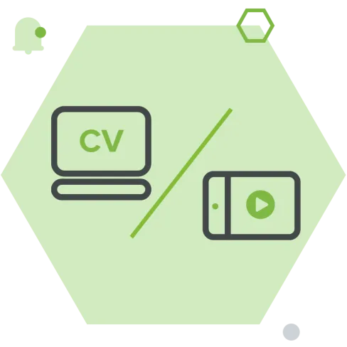 Icons showing a CV and Video preview